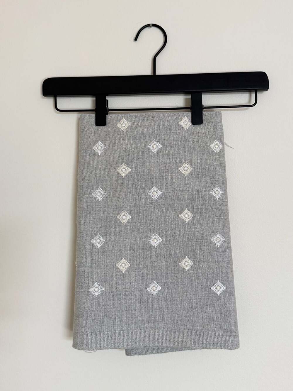 Grey white diamond Fabric Geometric Embroidery upholstery 1.3 yards